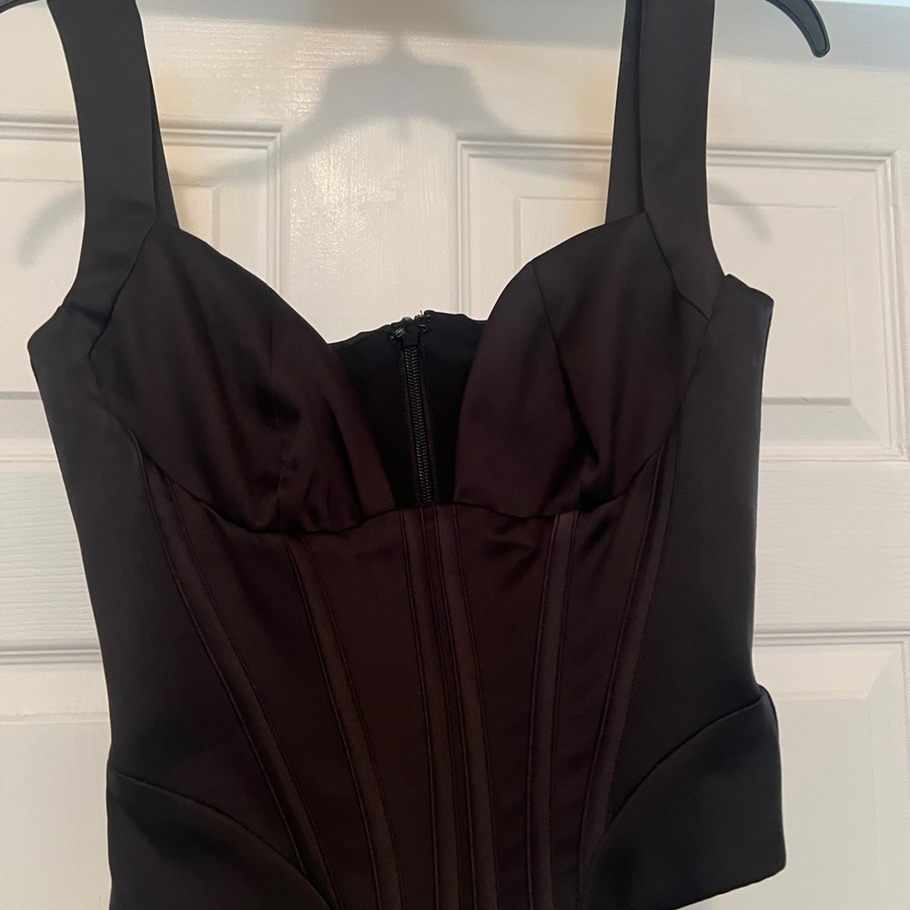 House of CB Black Satin Corset Top
